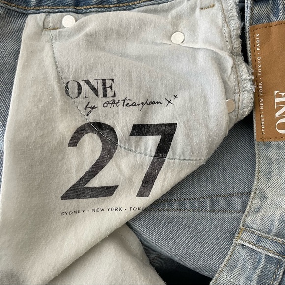 One Teaspoon Womens High Waist Super Fitted Distressed Denim Skirt junkyard 90’s - Picture 12 of 14